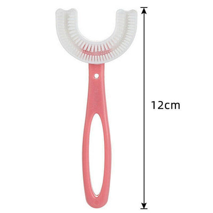 Children U Shaped Toothbrush Soft Silicone Head Brush 360° Oral Teeth Cleaning - Aimall