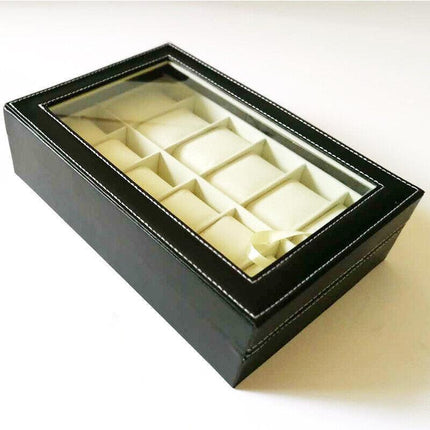 12Grids Leather Watch Jewelry Display Storage Holder Case Box Organizer AU Stock - Aimall
