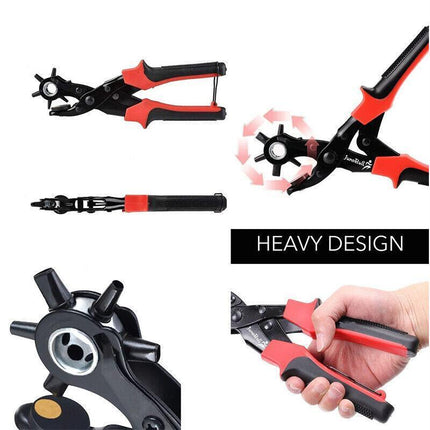 Multi-Size Revolving Leather Belt Eyelet Hole Punch Puncher Plier Craft Tool 10" - Aimall