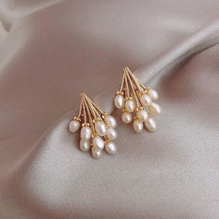 Silver Women Earrings Stud Crystal Cubic Zircon Dangle Wedding Gift AU Stock - Aimall
