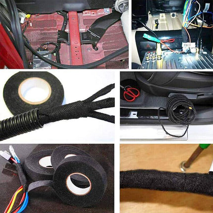 7Roll Electrical Harness Tape Wire Loom Cloth Noise Damping Heat Proof 19mmX15M - Aimall