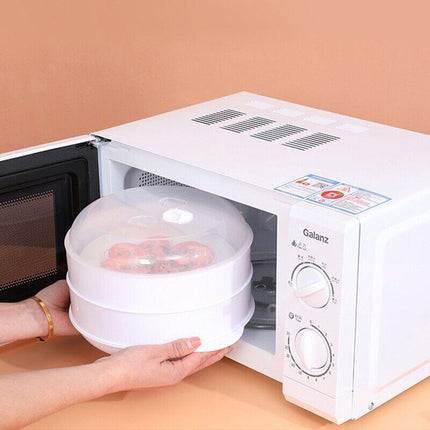 Microwave Steamer 2 TIER Double layer Cooking Meals Vegetables Kitchen Appliance - Aimall