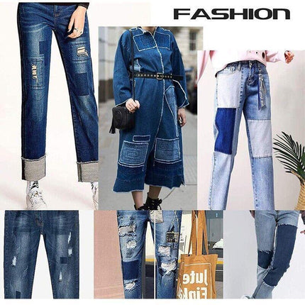 12PCS Assorted Iron On Denim Fabric Mending Patches Repair Kits For Denim Jeans - Aimall