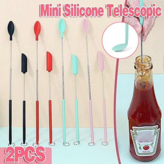 Mini Silicone Telescopic Spatula Multipurpose Double-Headed Cream Cake Scraper - Aimall