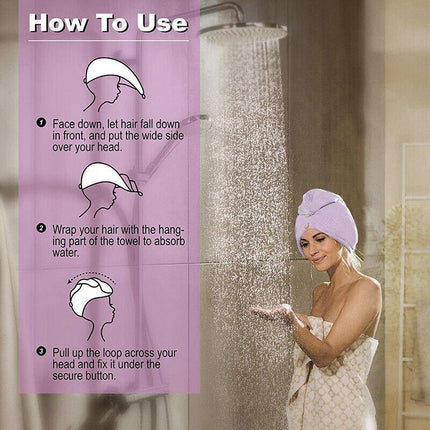 Quick Dry Hair Towel Drying Turban Bath Towel Head Wrap Fast Hat Spa Cap Soft AU - Aimall