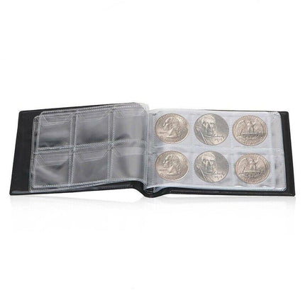 60 Slots Coin Album Holder Storage Collection Collecting Penny Pocket Book Black - Aimall