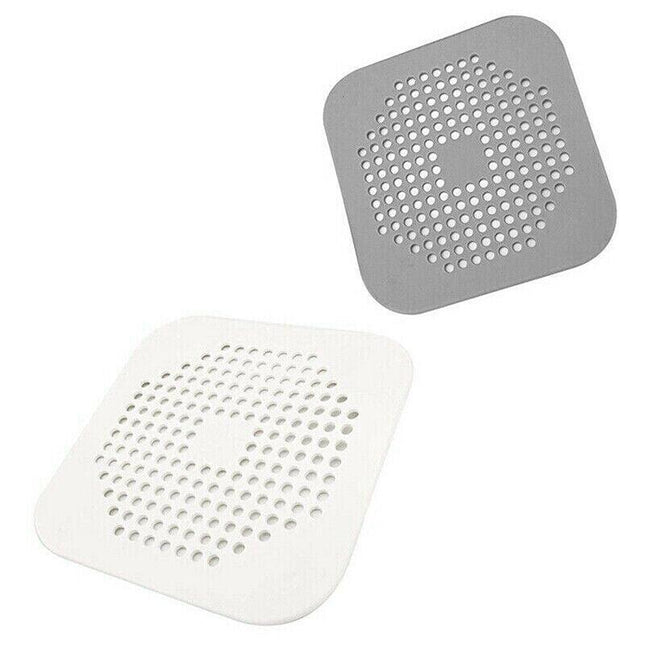 2pc Square Drain Cover for Shower Drain Hair Catcher Flat Silicone Plug for Bath - Aimall