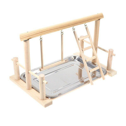 Parrots Wooden Stand Bird Play Activity Center Playground Ladder Perch Gym - Aimall