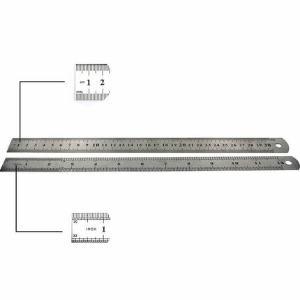1/2 x 10cm 15cm 20cm Double Sided Stainless Steel Metal Ruler Rule Precision AU - Aimall