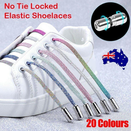 No Tie Locked Elastic Shoelace Shoe Lace Lazy Laces Sneakers Sports Adults Kids - Aimall