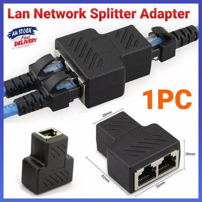RJ45 Ethernet LAN Network Y Splitter Double Adapter Cable Connector For CAT5/6/7 - Aimall