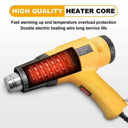 2000W Electric Heat Gun Hot Air Adjustable Temperature w/4 Nozzles Heating Tool - Aimall