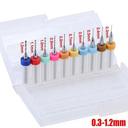 10X 0.1-1.0MM/0.3-1.2MM Carbide Micro Mini Drill Bit Tungsten Steel Rotary Tool - Aimall