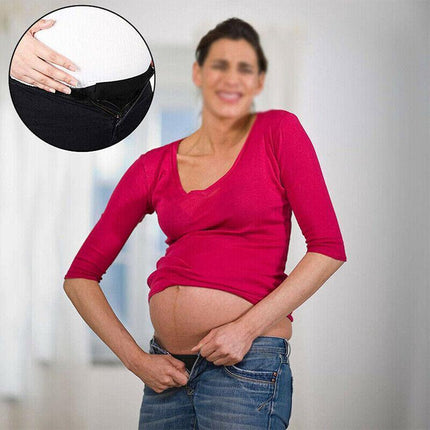 Maternity Pregnancy Waistband Elastic Extender Adjustable Waist Pants Belt Butto - Aimall