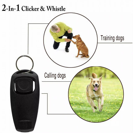 Dog Training Whistle Clicker Combo to Stop Pet Barking Obedience Train Skills AU - Aimall