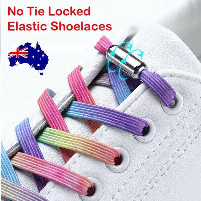 No Tie Locked Elastic Shoelace Shoe Lace Lazy Laces Sneakers Sports Adults Kids - Aimall