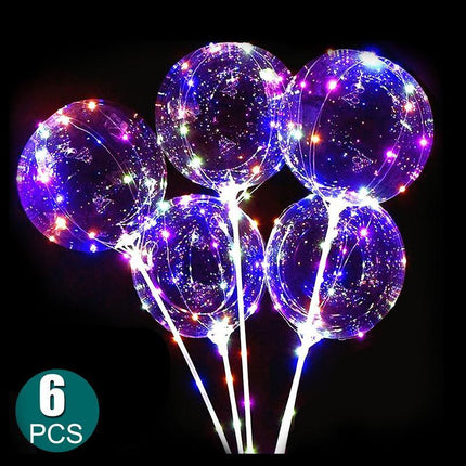 6 Sets 22cm LED Light Up BoBo Balloons Party Birthday Transparent Bubble Balloon - Aimall