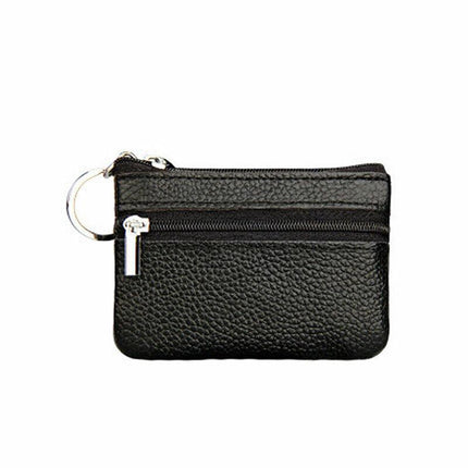 Coin Small Change Bag Card Wallet Pouch Zip Up Women Key Ring Leather Mini Purse - Aimall