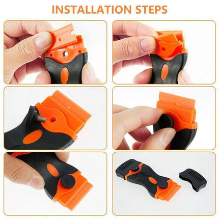 Plastic Razor Blade Paint Glue Adhesive Scraper & 10-100PCS Blades Cleaner Tools - Aimall