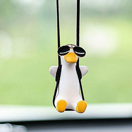 Car Pendant Cute Anime Little Duck Swing Auto Rearview Mirror Hanging Ornament - Aimall