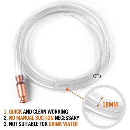 Syphon Jiggler Hose Pump Copper Attachment Self Priming 18mm 1.8M Petrol Liquid - Aimall