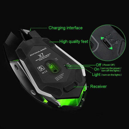 LED Wired Wireless Gaming Mouse USB Ergonomic Optical For PC Laptop Rechargeable - Aimall