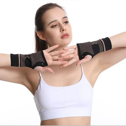Copper Wrist & Hand Compression Sleeve Support Arthritis Gloves Hand Palm Brace - Aimall