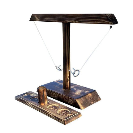 Wooden Hook and Ring Toss Game Shot Ladder for 2 People Party Bar Drinking Toy - Aimall