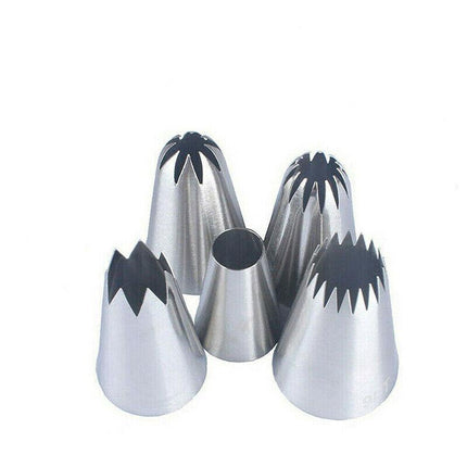 5x Large Cream Icing Piping Nozzles Set Kit Pastry Tips DIY Cake Decorating Tool - Aimall