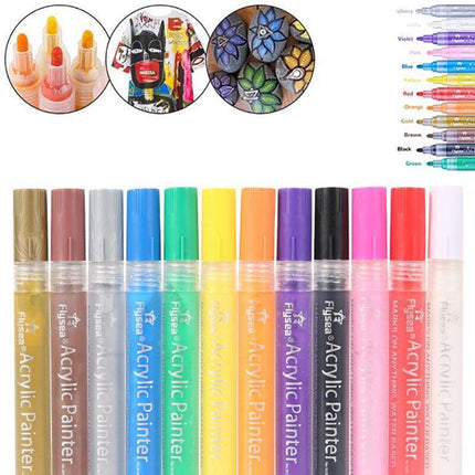 Flysea 12-80 Colours Acrylic Paint Pens Painting Stone Ceramic Glass Marker2-3mm - Aimall