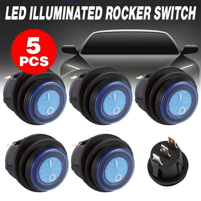 5Pcs/Set 12V 20A Car SPST Auto Marine Boat Round On/Off Rocker Waterproof Switch - Aimall