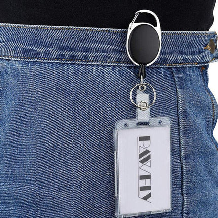 5Pcs Clear ID Card Holder Hard Plastic Vertical Double Sides Badge Business Work - Aimall
