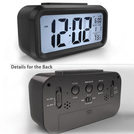 Digital Bedside LED Snooze Alarm Clock Time Temperature Day/Night Desktop Clock - Aimall