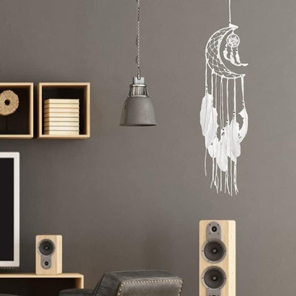 Moon Crescent feather Dream Catcher Wall Hanging Tapestry Woven Nursery Craft AU - Aimall