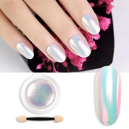 Mermaid Effect Chrome Pearl Shell Powder Glitter Dust Shimmer Pigment Nail Art - Aimall