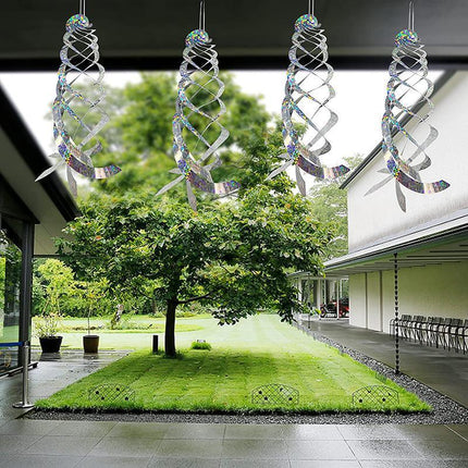 Reflective Bird Deterrent Spinner in Garden