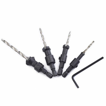 4PCS Screw Countersink Bit Set Pilot Holre Drill Plastic Metal Wood Hex Shank AU - Aimall
