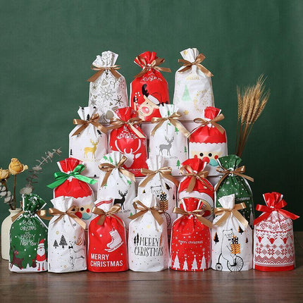10PCS Plastic Candy Bags Christmas Elk Candy Sweet Treat Bags Biscuit 15*23.5CM - Aimall