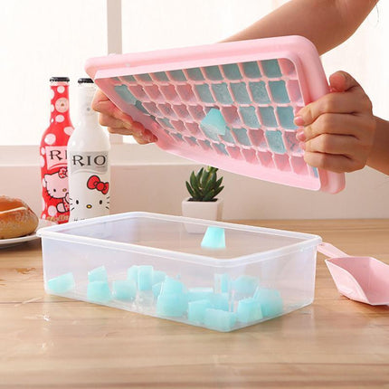 55 Grids Ice Cube Tray Mould with Lid and Storage Box Scoop Set Maker Ice Cube - Aimall