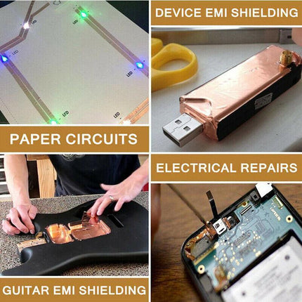 Double Sided Copper Foil Tape 10M x 50MM EMI Shielding Conductive Adhesive Tapes - Aimall