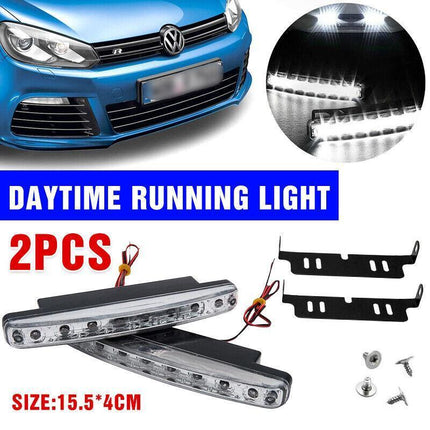 2PCS 8LED Running Bright DRL Head Lamp Light Driving Light Daytime Car Daylight - Aimall
