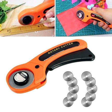 Rotary Cutter Professional Quilting Roller Fabric Cutting Tool+10PCS Blades 45mm - Aimall