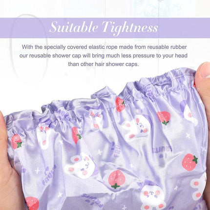 Double Layer Lux Shower Cap Bath Hat Hair Care Women Sleep Waterproof Reusable - Aimall