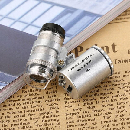 60X Magnifying Loupe Jewelry Jewelers Pocket Magnifier Loop Eye Coins Led Light - Aimall