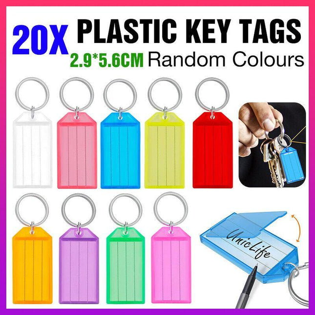 20PCS Plastic Key Tags With Split Ring Keys Identifier Bag/Luggage Labels Tag ID - Aimall