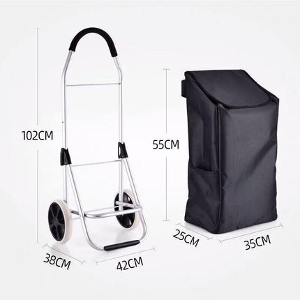 Shopping Cart Trolley Grocery Aluminium Foldable Luggage Wheels Basket Carts Bag - Aimall