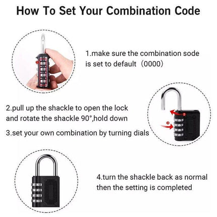2PCS 4 Digit Combination Lock Key Security Padlock Anti Rust Weather Proof Locks - Aimall