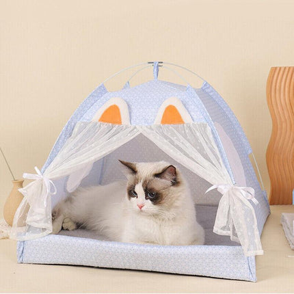 Pet Dog Cat Nest Bed Tent House Puppy Cushion Warm Fluffy Portable Pet Tent Play - Aimall