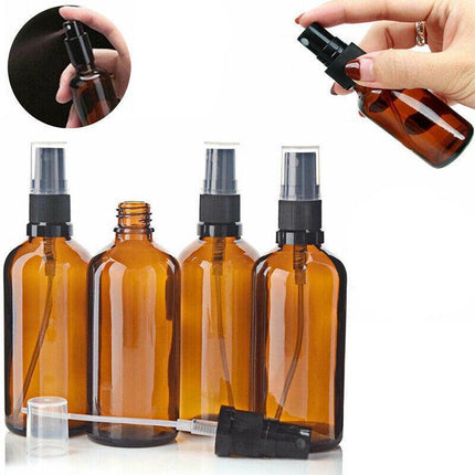 30-100ml Amber Glass Essential Oil Spray Roller Bottles Mist Sprayer Containers - Aimall