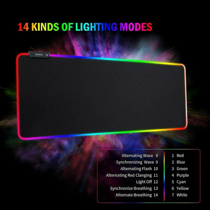 LED Gaming Mouse Pad Large RGB Extended Mousepad Keyboard Desk Anti-slip Mat - Aimall